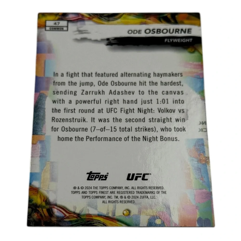 2024 Topps Finest UFC Ode Osbourne RC Rookie Card 47 Common Flyweight MMA